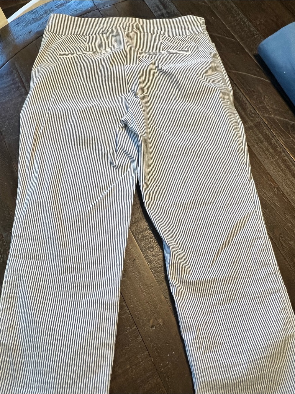 Hilary Radley White and Navy Pinstripe Cropped Pants - Picture 3 of 7